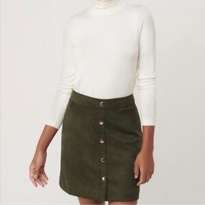 LOFT Green Button-Front Mini Skirt